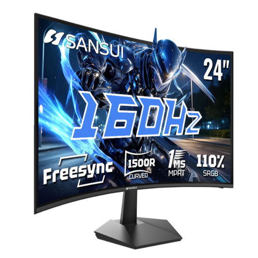 (New Open Box) SANSUI Curved 24 Inch Gaming Monitor 160Hz FHD 1080P Computer Monitor MPRT 1ms 1500R Fast VA, Freesync,HDR,3000:1 Contrast Ratio, HDMI2.0,DP1.4, VESA Compatiable(ES-G24C1L HDMI Cable Included)