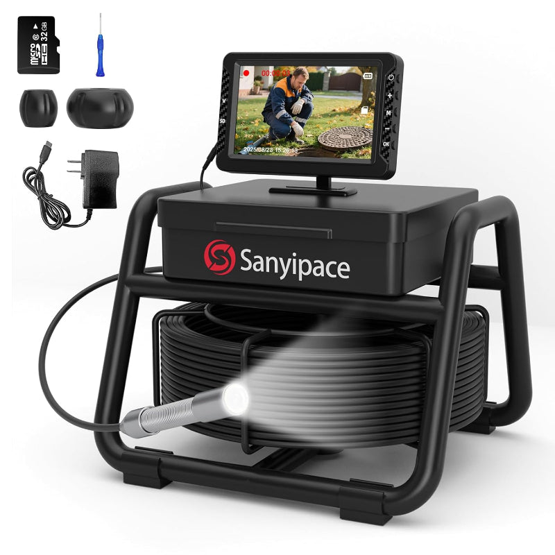 (New Open Box) Sanyipace S5517DC Drain Camera | 5" IPS 1080P HD DVR • 100FT • 16GB