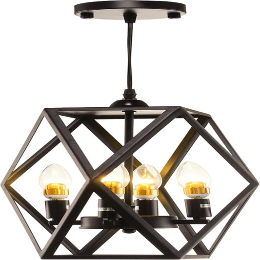 (New Open Box) Mona Lisa Pendant Light | Black Finish • Modern Hanging Ceiling Fixture (HB-048)