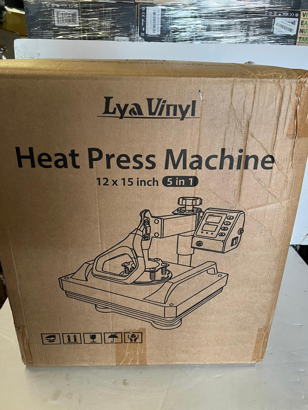 (New Open Box) Heat Press, Lya Vinyl 5 in 1 Heat Press Machine - 12 x 15 inch Combo Swing Away T-Shirt Sublimation