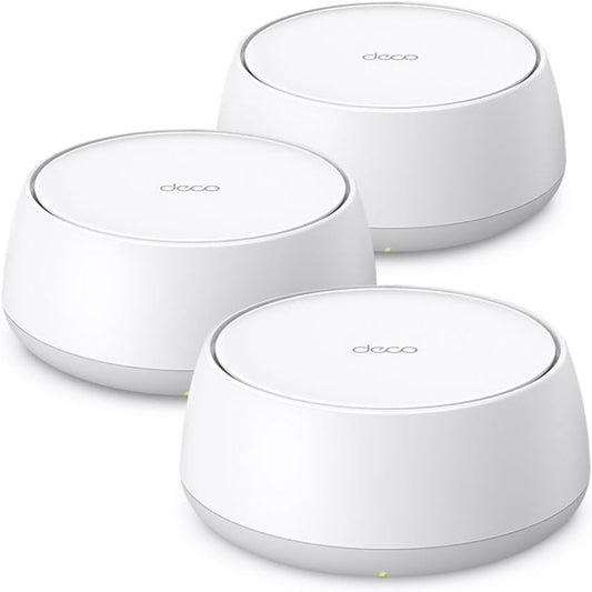 (Brand New) TP-Link Deco BE5000 Dual-Band WiFi 7 Mesh System (Deco BE25) – Supports 150+ Devices, 5GHz/2.4GHz, 2.5Gbps Ports, MLO, 4K-QAM, HomeShield Security, Universal Compatibility (3-Pack)