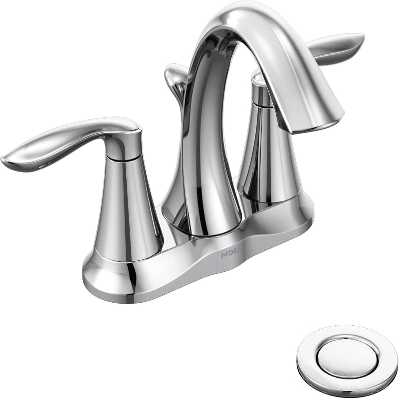 (Like New) Moen 6410 EVA Two-Handle Centerset Bathroom Sink Faucet with Drain Assembly, Chrome