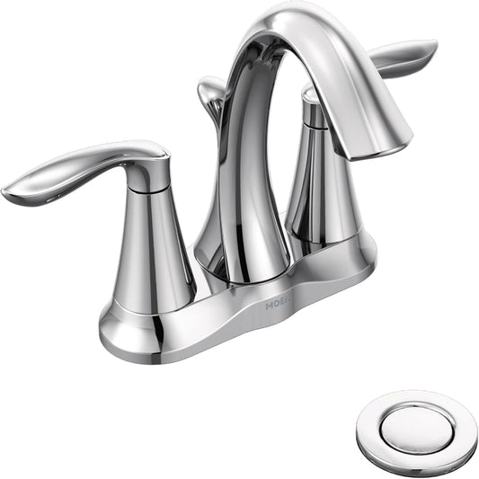 (Like New) Moen 6410 EVA Two-Handle Centerset Bathroom Sink Faucet with Drain Assembly, Chrome