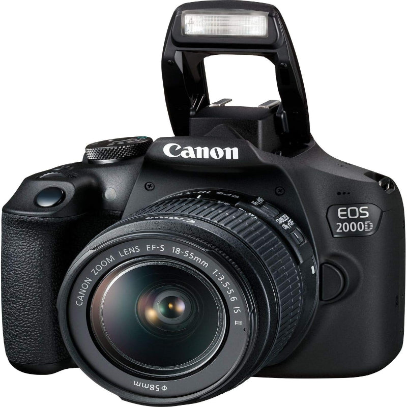 (New Open Box) Canon EOS 2000D DSLR Camera | EF-S 18-55mm III | 64GB SD | Flash | Lenses + Tripod