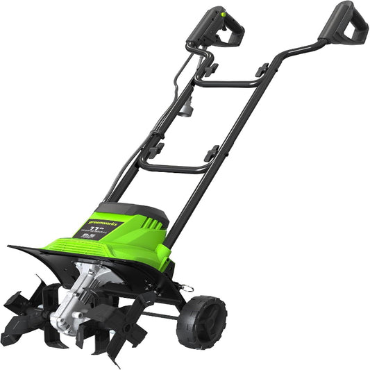 (New Open Box) Greenworks 8.5 Amp Electric Tiller | 11” • Adjustable Width & Depth • Folding Handle