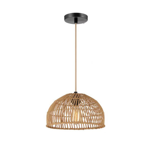 (New Open Box)  Swag Pendant 1-Light Hanging Light | Wood Color • Traditional Bowl | DD-80