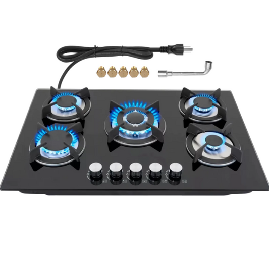 (New Open Box) Graceall 30" Portable 5-Burner LPG/NG Stove – Glass Top
