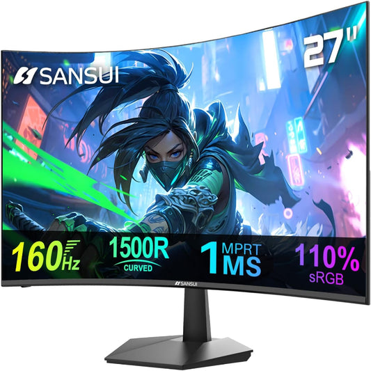 (New Open Box)  SANSUI 27" Curved Gaming Monitor | 160Hz • 1ms • FHD 1080P |