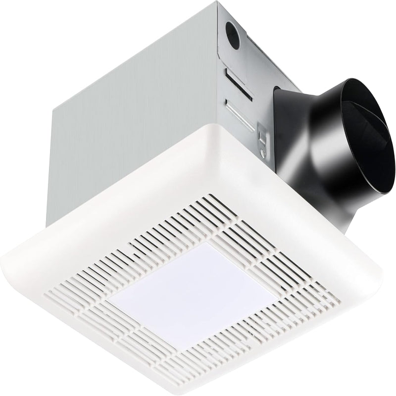 (New Open Box) Tech Drive Bathroom Fan with Light 110 CFM, 1.2Sone No Attic access Needed Installation,Very Quiet Bath Ventilation and Exhaust Fan with LED Light 4000K 800LM, 4inch Duct,White Plastic Grille