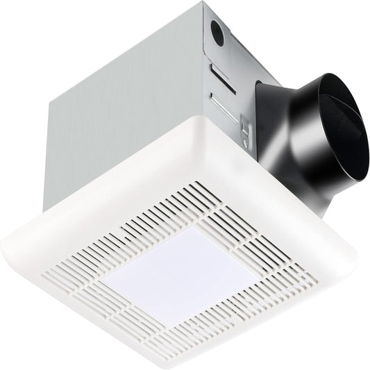 (New Open Box) Tech Drive Bathroom Fan with Light 110 CFM, 1.2Sone No Attic access Needed Installation,Very Quiet Bath Ventilation and Exhaust Fan with LED Light 4000K 800LM, 4inch Duct,White Plastic Grille