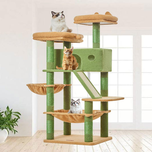 (New Open Box) Taoqimiao Cactus Cat Tree, [57.5Inch=146CM] Cat Tower for Indoor Cats, Multi-Level Large Cat Condo