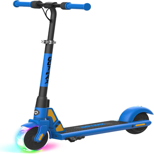 (Excellent) Gotrax GKS Lumios Electric Scooter for Kids Age 6-12, Max 6.25 Mile & 7.5Mph Speed, 6" Flash Front Wheel, 3 Adjustable Height, UL2272 Certified, Lightweight Aluminum Frame, Blue
