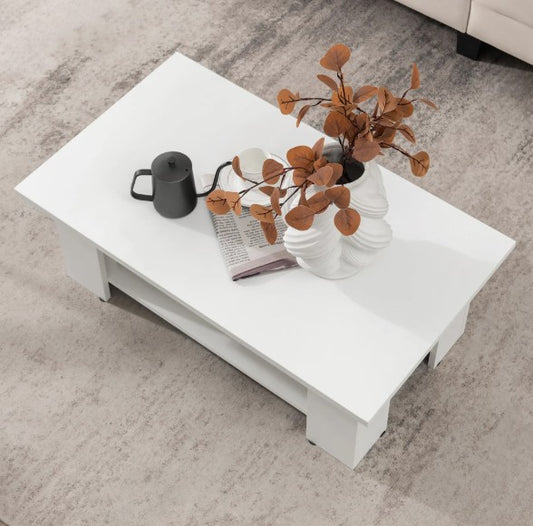 (New Open Box) Coffee Table 2-Tier Modern Center Cocktail Table W/Storage Shelf for Living Room
