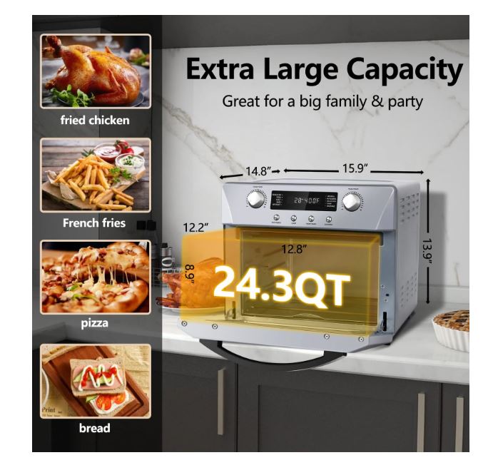 (New Open Box) CUSIMAX 24QT 10-in-1 Air Fryer Oven - Convection, Rotisserie