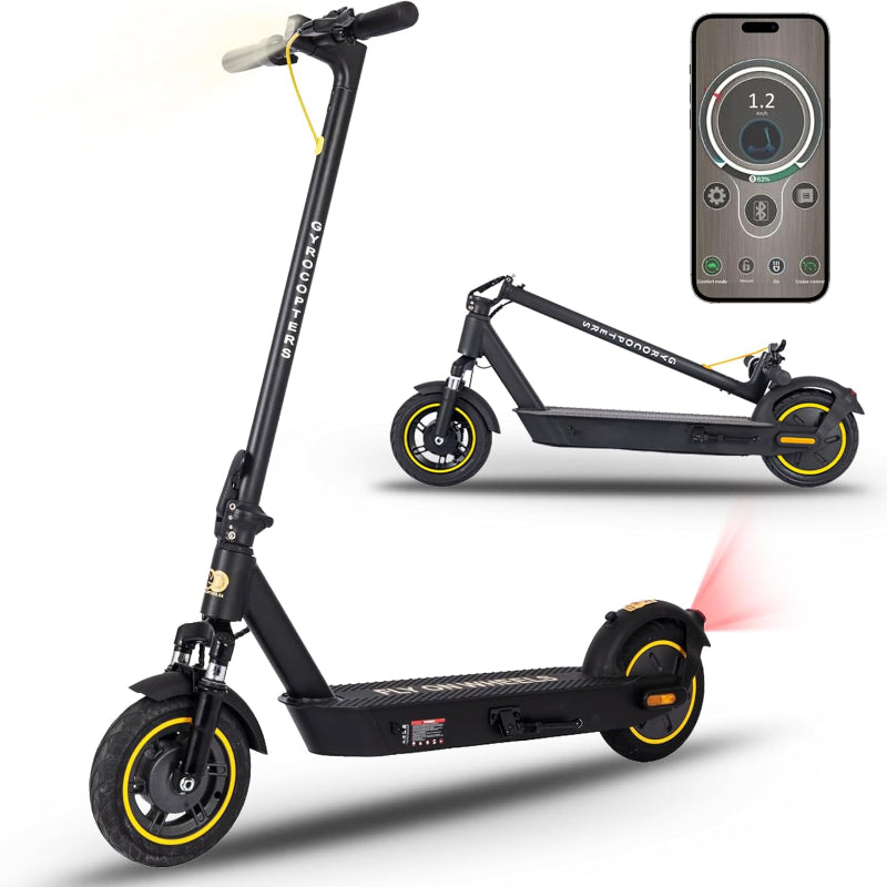 (Excellent) Gyrocopters Flash Pro Max Portable Electric Scooter for Adults Speed 30km/h Long Range up to 40 Kms with 500W Powerful Brushless Motor, Solid 10” Tires, Suspension | App-Enabled E Scooter
