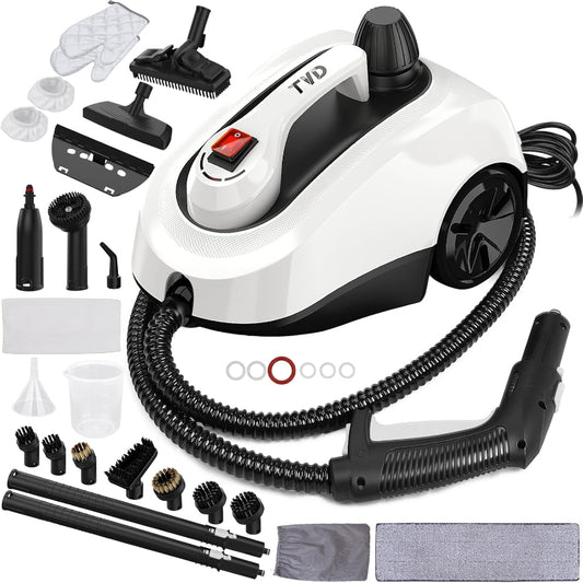 (Brand New) TVD Steam Cleaner, Heavy Duty Canister Steamer with 26 Accessories, Steam Mop (White)