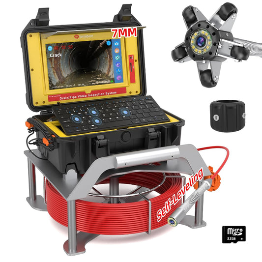 (New Open Box) Sanyipace 165FT Sewer Camera | 7MM Self-Leveling Pipe Inspection Camera • 512Hz Sonde