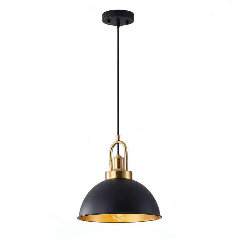(New Open Box) Febeleven Matte Black Farmhouse Pendant Light | Adjustable Height • Vintage Industrial Style (HB-045)