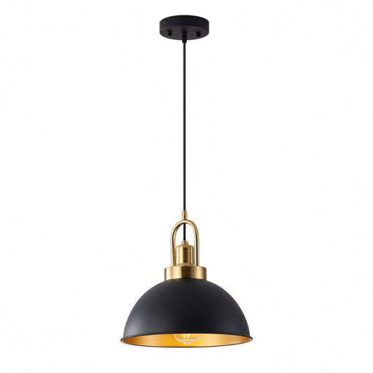 (New Open Box) Febeleven Matte Black Farmhouse Pendant Light | Adjustable Height • Vintage Industrial Style (HB-045)