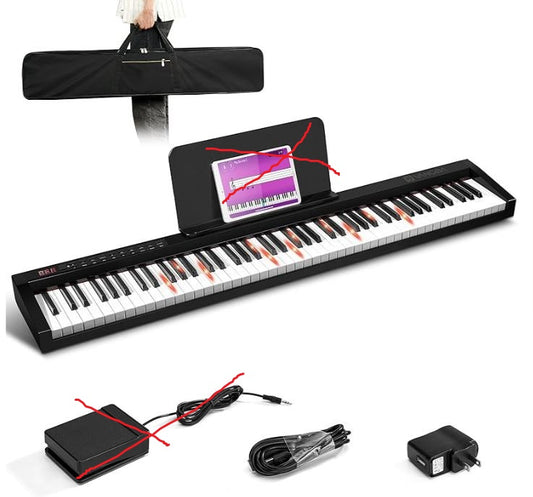 (New No Box) Vangoa Portable Piano Keyboard For Beginner, 88 Lighted Keys For Learning_white