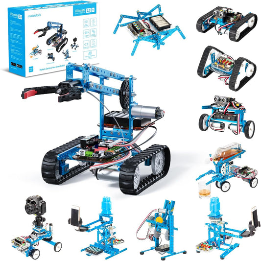 (New Open Box) Makeblock mBot Ultimate 10 in 1 Robotics Kit, Robot Building Kit App Remote Control Robot Toys