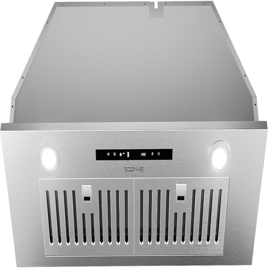 (New Open Box) Soonye 30" Insert Range Hood, 600 CFM, 3 Speed Gesture Sensor Touch Control, Remote, Silver, Under Cabinet Mount