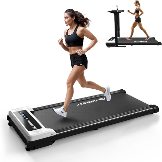 (Excellent) AIRHOT Walking Pad with Incline, 4 in 1 Under Desk Treadmill, Portable Treadmills with Remote Control, 300LBS Capacity Walking Running Treadmill for Home & Office