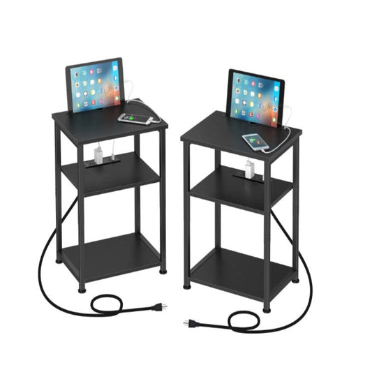 (New Open Box) LOAKEKEL End Table Set of 2 | Black Side Tables for Living Room & Bedroom | HET033BK