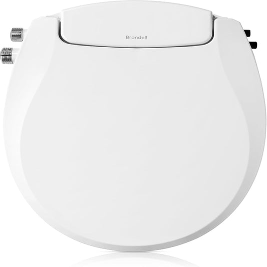 (New Open Box) Brondell Bidet Toilet Seat Non-Electric Swash Seat, Fits Round Toilets, White – Dual Nozzle System