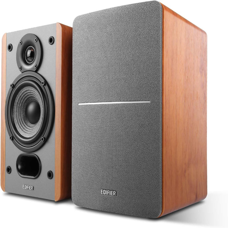 (Excellent) Edifier P12 Passive Bookshelf Speakers - 2-Way Speakers with Built-in Wall-Mount Bracket - Wood Color - Pair