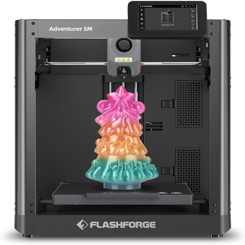 (Excellent) FLASHFORGE Adventurer 5M 3D Printer, 600mm/s High-Speed, 1 Click Fully Auto Leveling, Upgraded Direct extruder Quick Detachable 280°C Nozzle, Dual-Sided PEI Coating Plate, Print Size 220x220x220mm