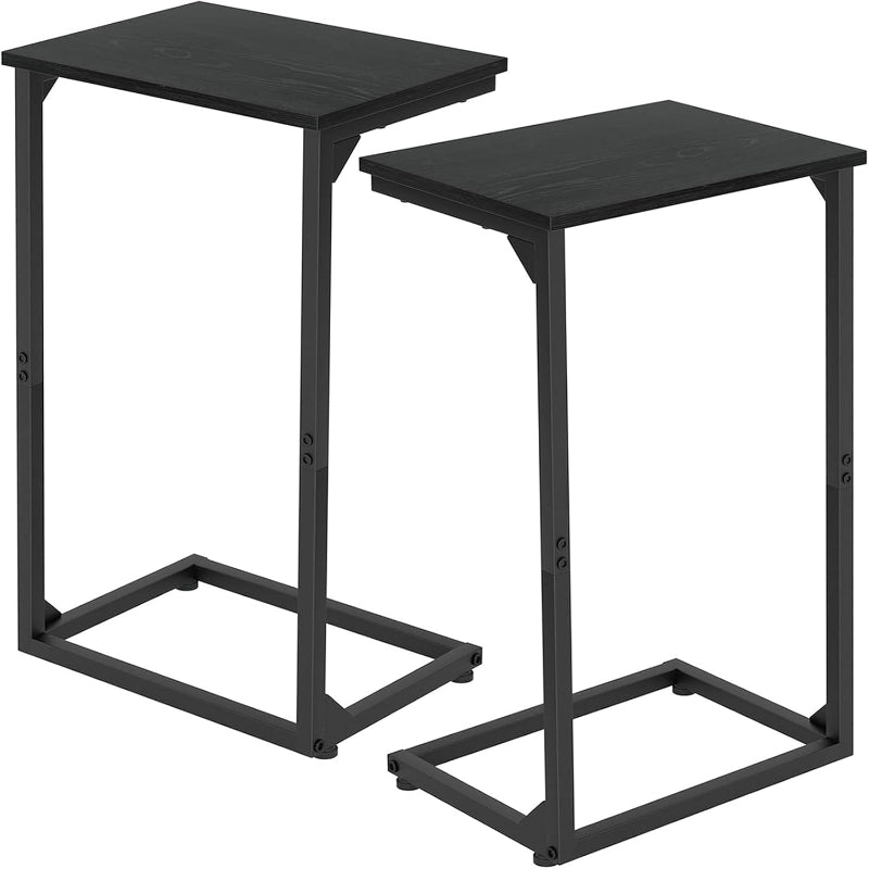 (New Open Box) AMHANCIBLE C-Shaped End Table Set of 2, 26.37" H, Couch Tables that Slide Under Sofa, Sturdy Side Table for Living Room, Bedroom, Small Space, Black, HET02BBK