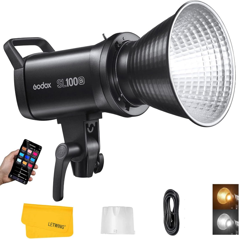 (New Open Box)GODOX SL100Bi 100W LED Video Light 2800-6500K TLCI≥97 CRI≥96,Dimmable Continuous Lighting with Bowens Mount for Video Recording Outdoor Shooting