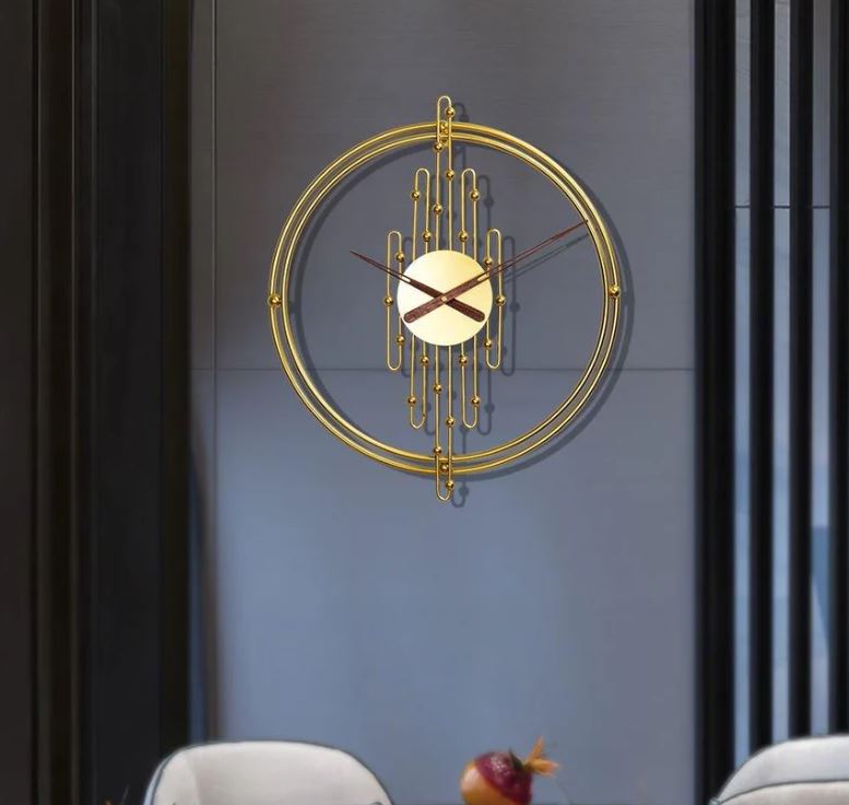 (New Open Box) Handmade Large Golden Round Wall Clock