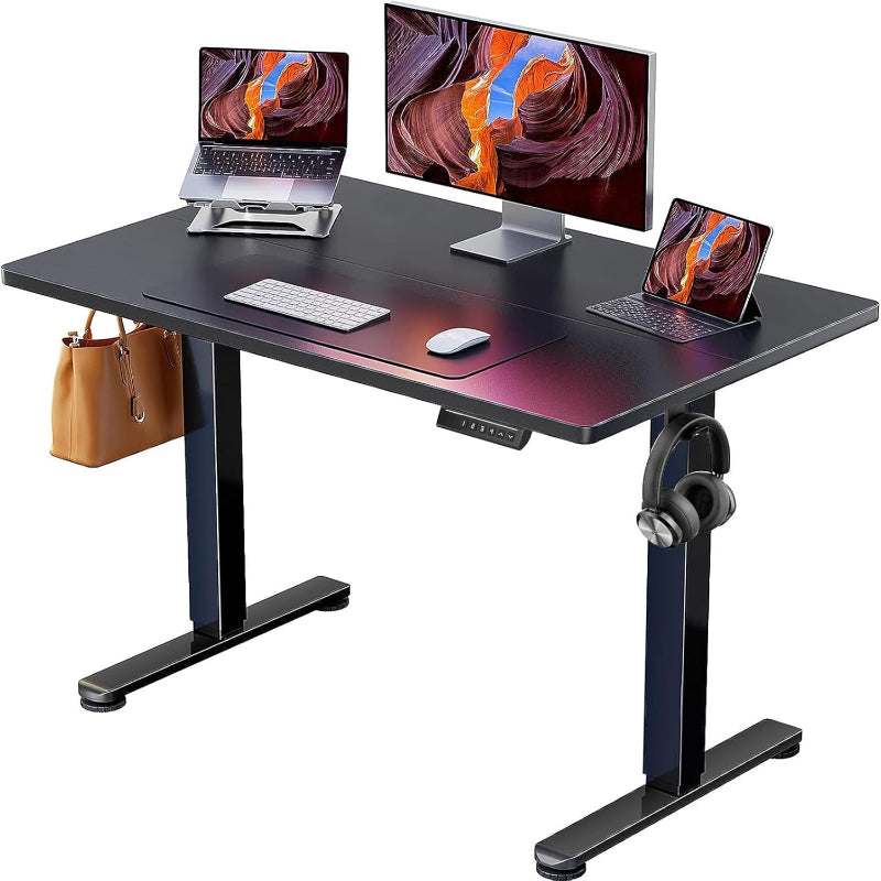(New Open Box) ErGear Electric Standing Desk, 40"x24" Height Adjustable Sit Stand up Desk, 4 Memory Computer Home Office Desk Standing Table with Splice Board (Black)