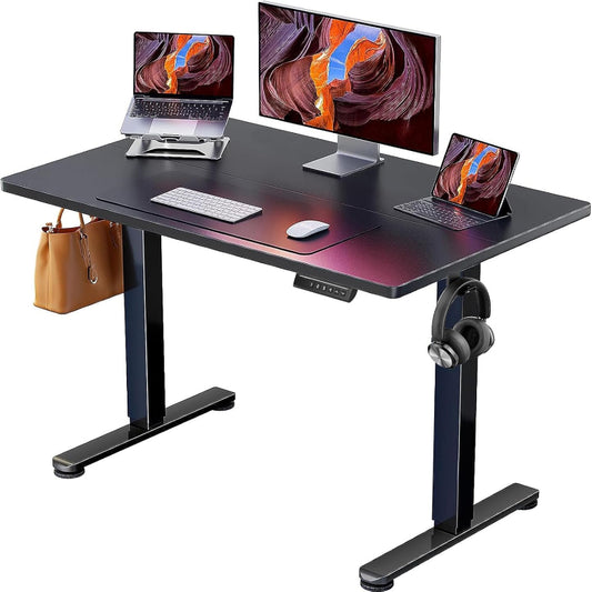 (New Open Box) ErGear Electric Standing Desk, 40"x24" Height Adjustable Sit Stand up Desk, 4 Memory Computer Home Office Desk Standing Table with Splice Board (Black)
