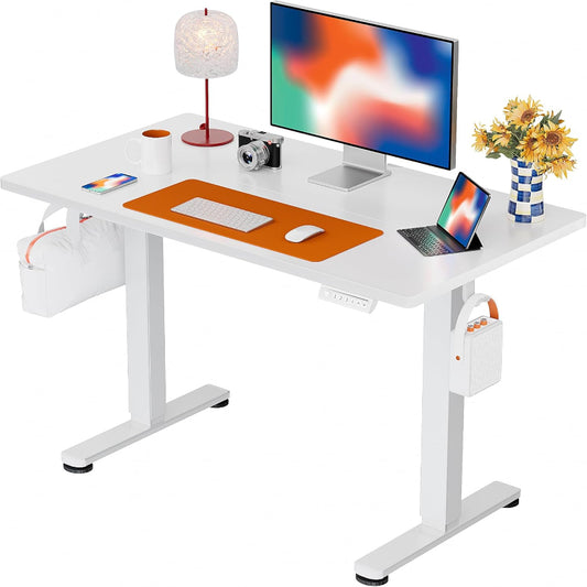 (New Open Box) ErGear Electric Standing Desk, 40"x24" Height Adjustable Sit Stand up Desk, 4 Memory Computer Home Office Desk Standing Table with Splice Board (White)