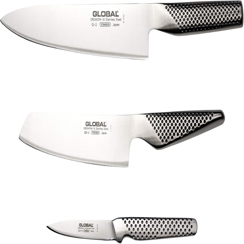 (Brand New) yoshikin global cromova 18 stainless steel G2515 3 pcs kitchen knife set