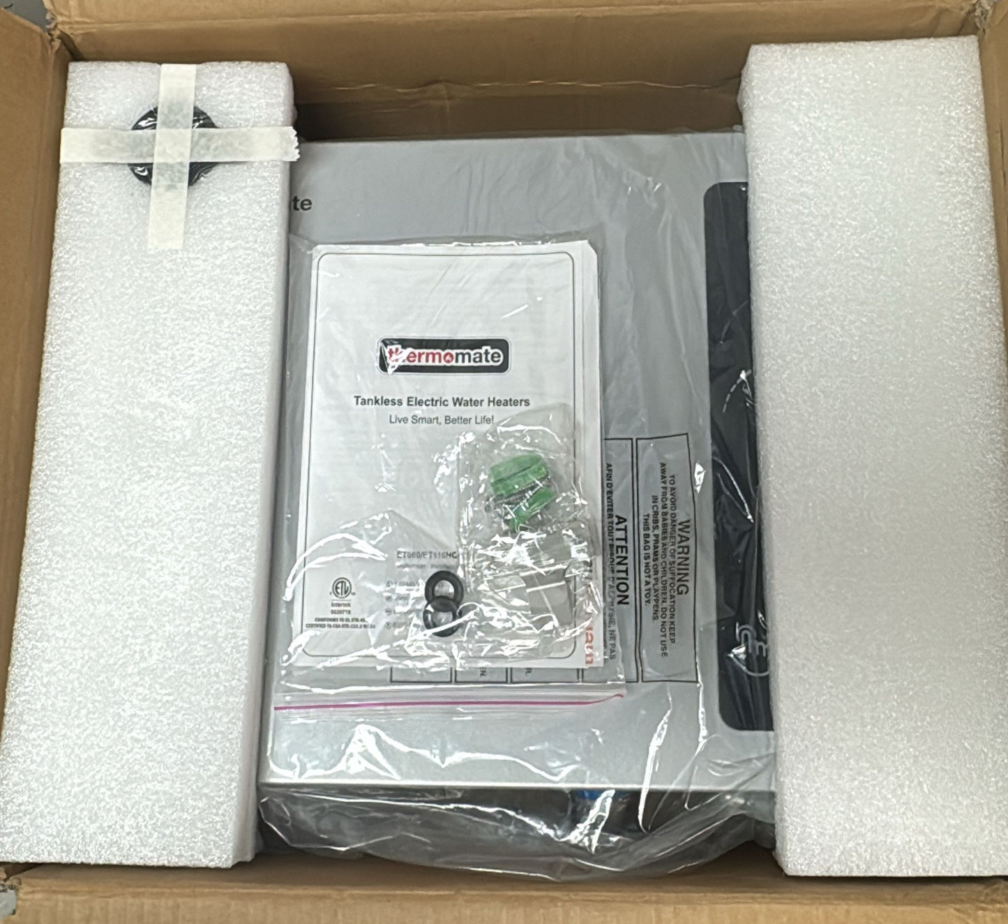 (New Open Box) Tankless Water Heater Electric 14kW 240 Volt, thermomate On Demand Instant Endless Hot Water