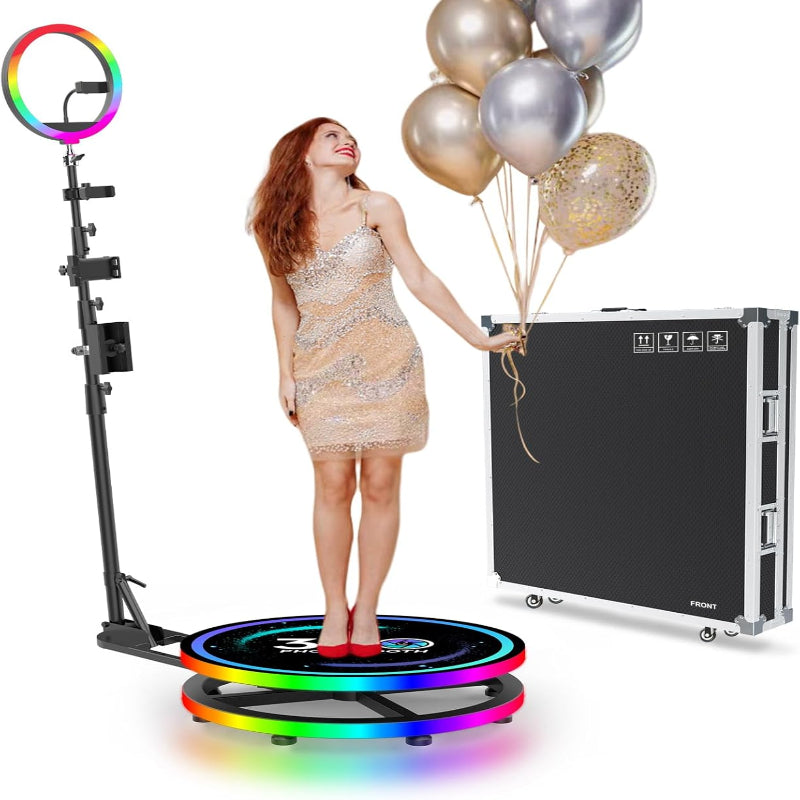 (Excellent) 360 Photo Booth Machine 23.6in PRO  • RGB Ring Light • Flight Case
