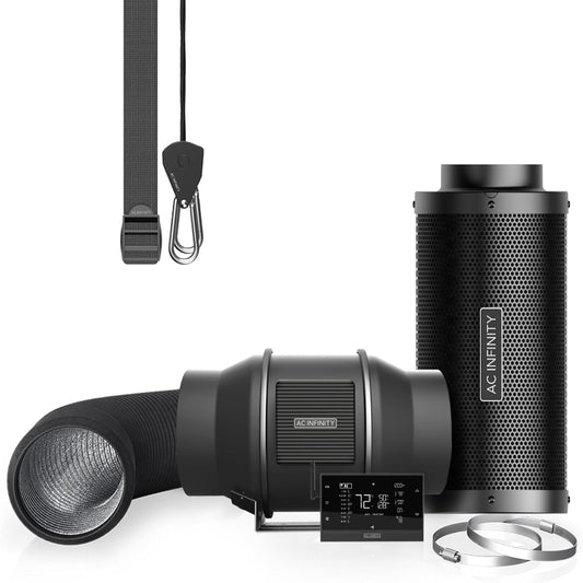 (New Open Box) AC Infinity Air Filtration PRO Kit 6”, AI Controller with WiFi App Control & Auto Level Adjusting, Inline Fan, Carbon Filter, Ducting, Ventilation System for Grow Tents, Hydroponics, Indoor Gardening