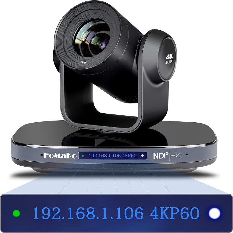 (New Open Box) FoMaKo 60FPS 4K NDI PTZ Camera, 20X Optical Zoom, 4KP60 AI Auto-Tracking, 1/1.8 UHD CMOS 8.42MP USB3.0 3G-SDI HDMI, for Church Worship Education Conference Events (K820N)