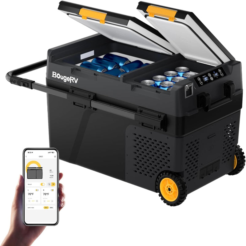 (Excellent) BougeRV 12 Volt Car Refrigerator, 43 Quart Portable Fridge Freezer with APP Control