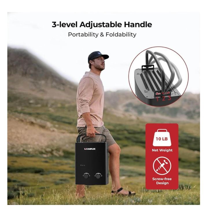 (New Open Box) Camplux AY132B 5L 1.32 GPM Outdoor Portable Propane Tankless Water Heater