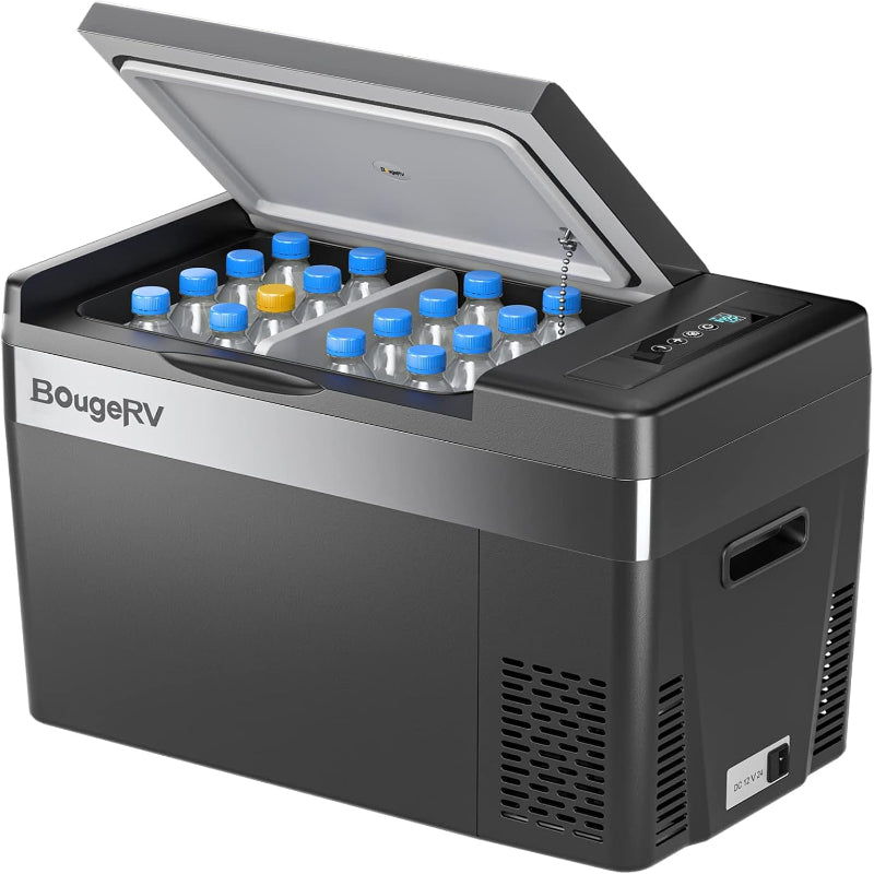 (New Open Box) BougeRV Portable Freezer, CR28, 30 Quart, -8℉~50℉, 12V Car Fridge, Black