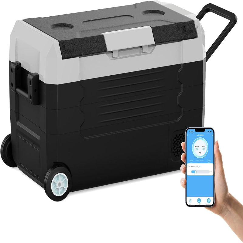 (New Open Box) SubSun12V Cooler Car Fridge, 48QT -4℉~68℉ Fast Cooling Car Refrigerator, Portable Freezer with 12/24V DC and 110-220V AC, Electric Cooler for Camping, Road Trip and Boat