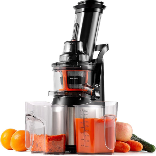(Excellent) Ventray Cold Press Juicer, 3'' Wide Feed Chute Slow Masticating Juicer Machine for Whole Fruits & Vegetables, 240W, Easy to Clean, High Juice Yield, BPA Free