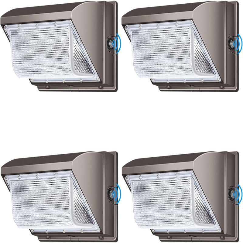 (New Open Box) ledmo LED 120W Wall Pack Light with Photocell, Dusk to Dawn Outdoor Commercial Security Light-4Pack