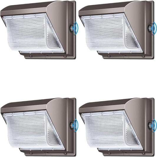 (New Open Box) ledmo LED 120W Wall Pack Light with Photocell, Dusk to Dawn Outdoor Commercial Security Light-4Pack