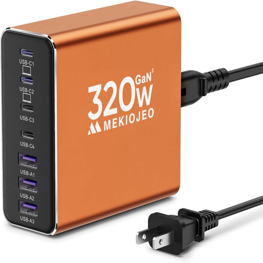 (New Open Box) Aluminum Alloy USB C Charger GaN Charger Fast USB C Charging Station 7 Ports 65W Laptop